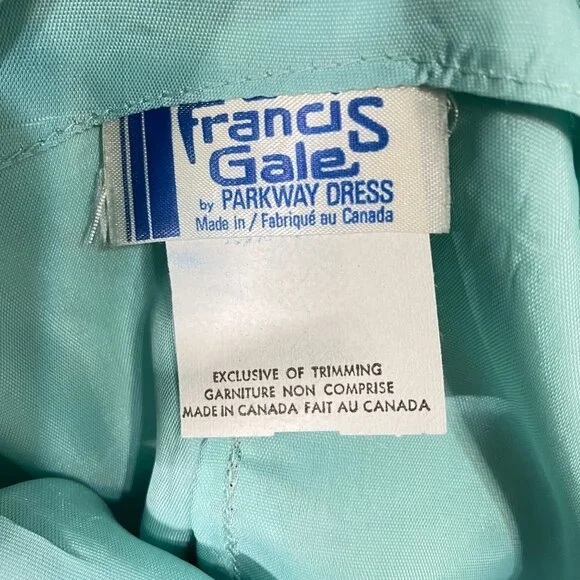 Vintage FRANCIS GALE 70s Aquamarine Floral Print Cape Dress - Size S/M - Picture 14 of 16